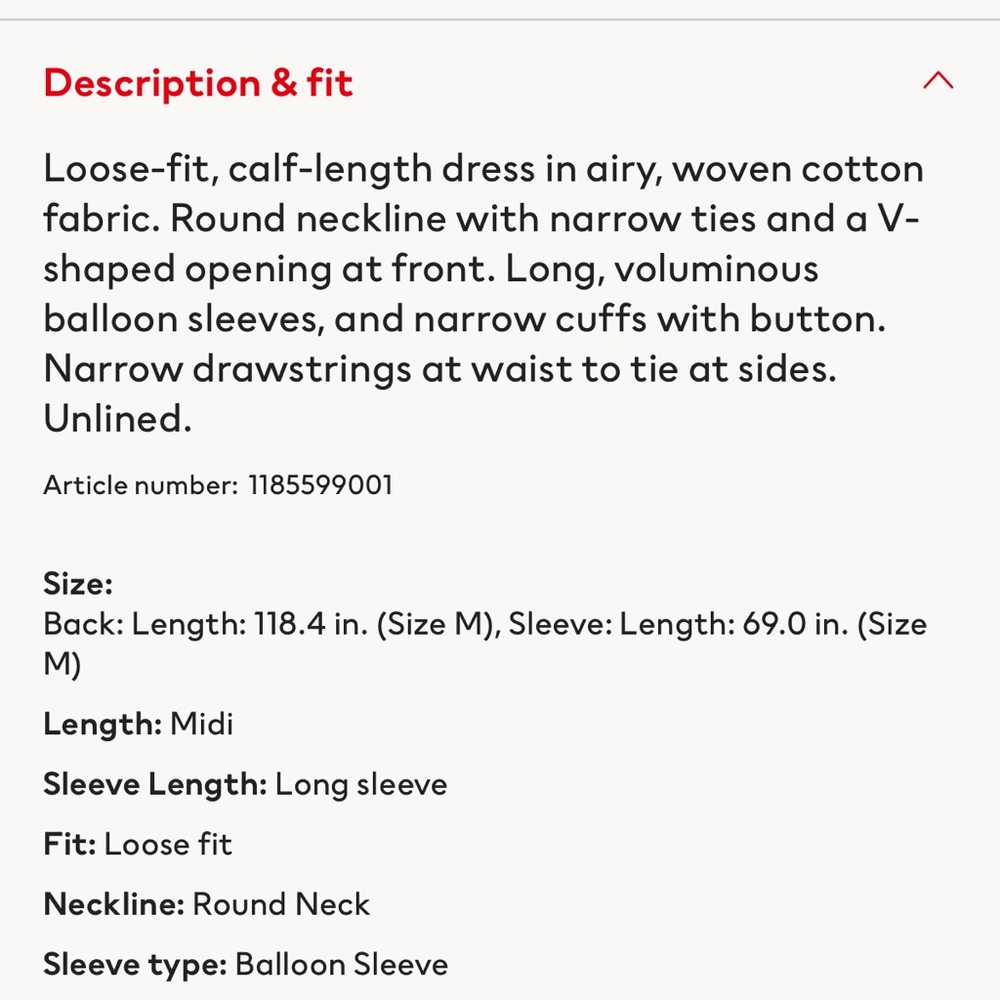 H&M NWT drawstring waist midi dress - Size M - Picture 8 of 8